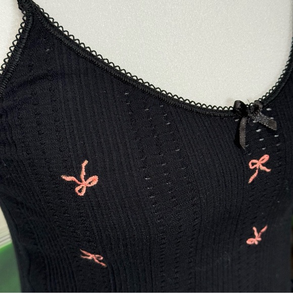 Anthropologie LyreBird Pink Bow Pointelle Longline Bra L/XL NWT Coquette - Picture 7 of 8